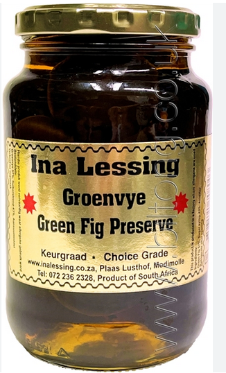 Ina Lessing Green Fig preserve, 500g Best Before